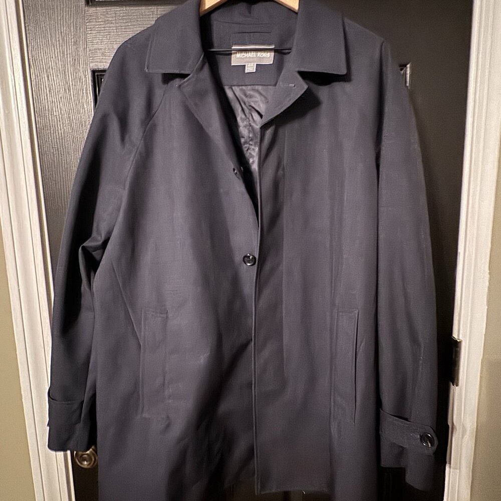 Mens Michael Kors Mid Length Rain Trench Coat Dark Gray